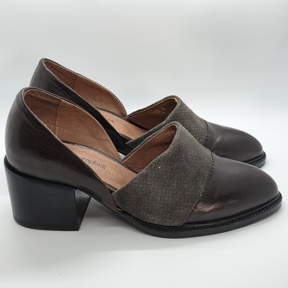 JEFFREY CAMPBELL Shriver-E Black Block‎ Heeled Loafers Chunky Brown Size 6
